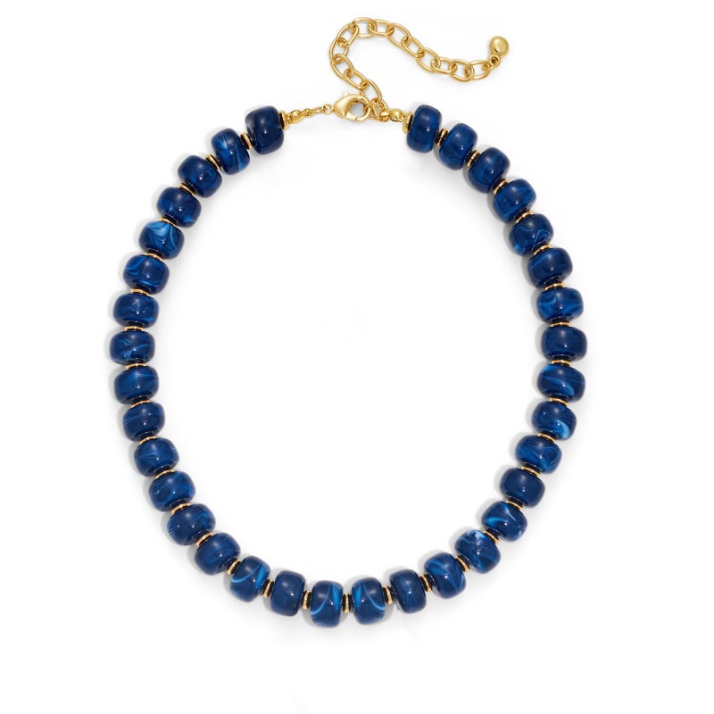 HolidayQbee Beaded Necklace for Women Boho Bead Gemstone Chunky Necklace Big Bead Necklace Fashion Trendy Summer Blue Stone Beaded Necklaces Jewelry Gifts - Image 1