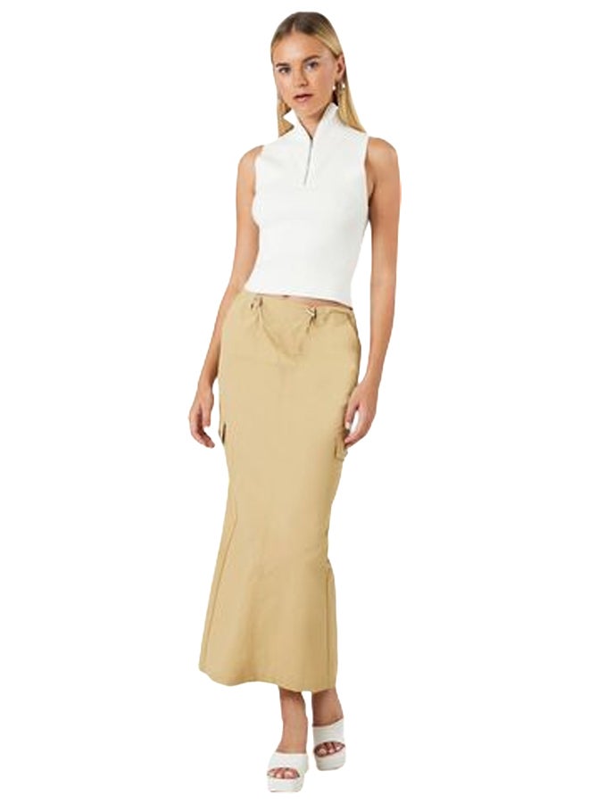 FOREVER 21 Twill Toggle Drawstring Midi Skirt - Image 1