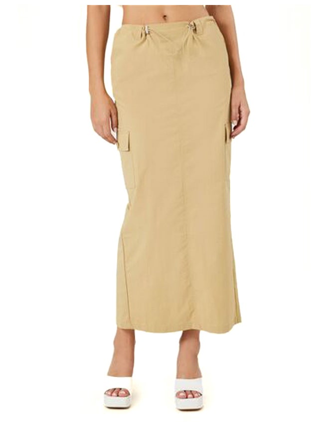 FOREVER 21 Twill Toggle Drawstring Midi Skirt - Image 2