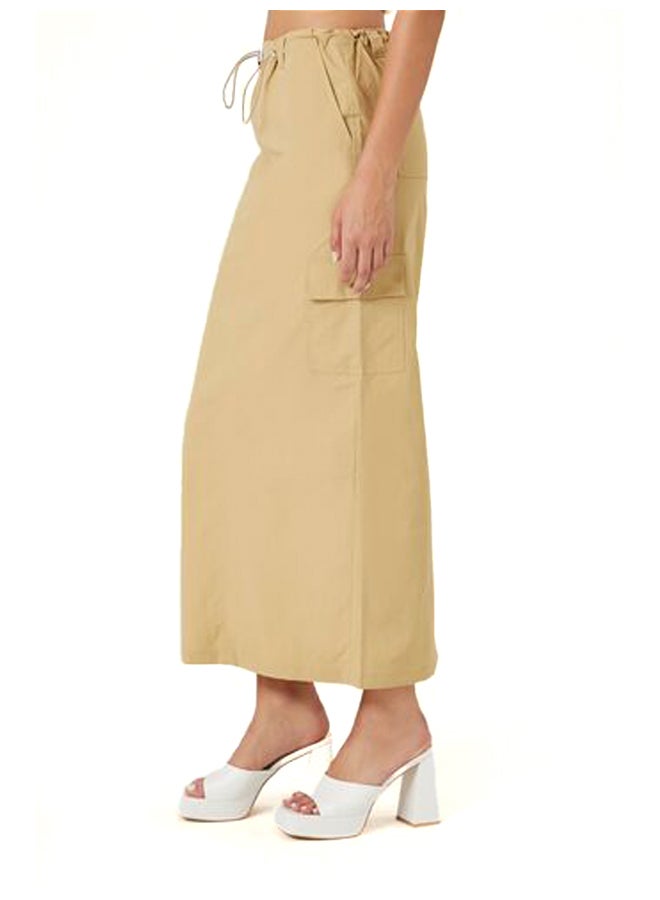FOREVER 21 Twill Toggle Drawstring Midi Skirt - Image 4