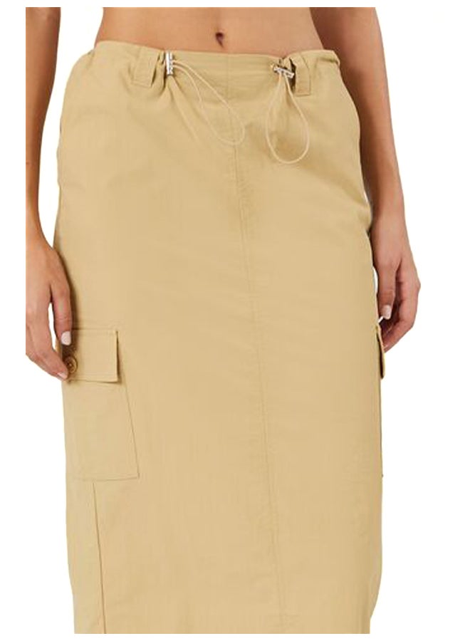 FOREVER 21 Twill Toggle Drawstring Midi Skirt - Image 3
