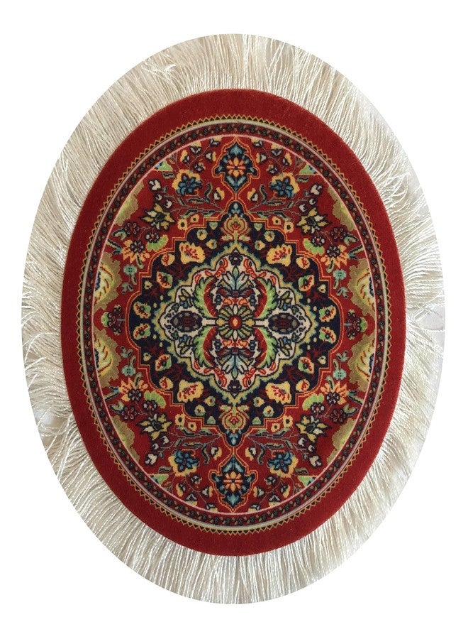 Inusitus Carpet Coasters, Set of 4 Turkish Rug Style Table Drink mats, Absorbent Kitchen and Dining Accessories, Spill & drip Protection, Round - Image 3