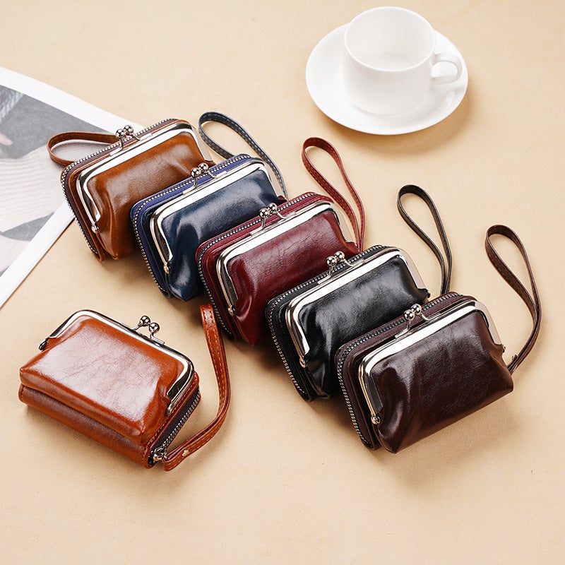 Retro Style Clip Bag Personalized Mini Multi-Compartment Card Slot Card Bag Coin Bag Hand-Held Small Bag - Image 2