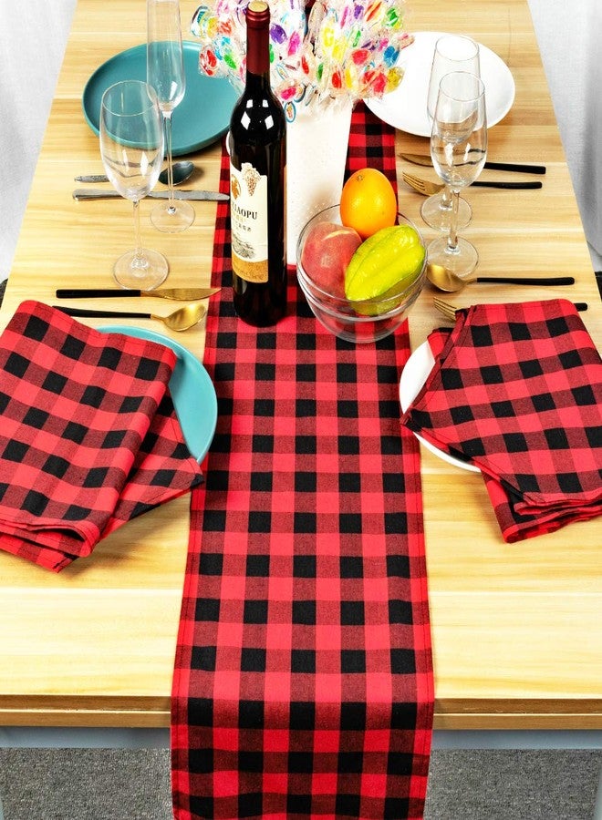 FIGEPO 4 Pack Buffalo Check Table Runners Red and Black Plaid Table Runner for Christmas Dinner, Lumberjack Party, Outdoor or Indoor Gatherings Table Home Decorations 12"x72" - Image 2
