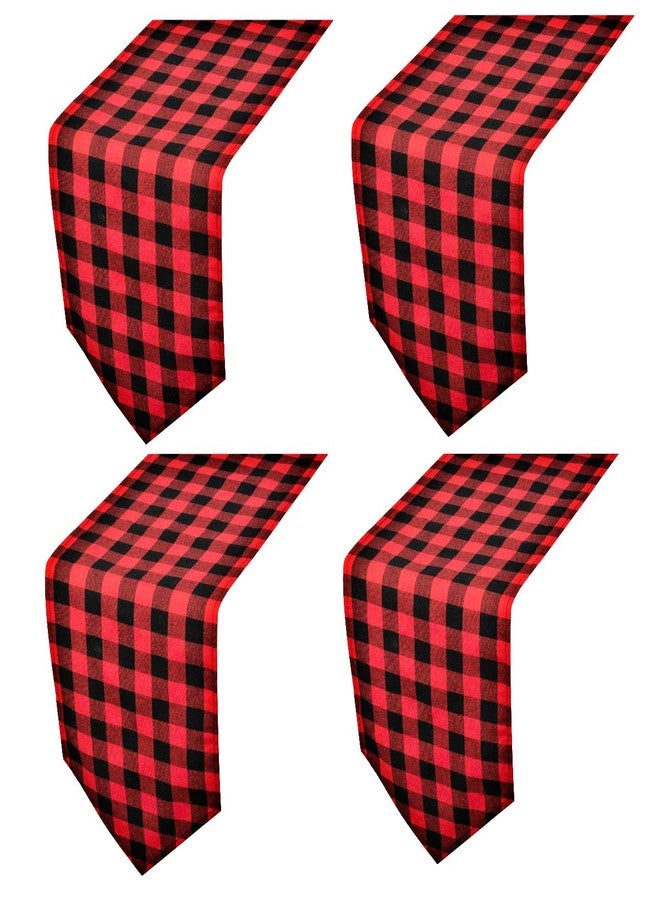 FIGEPO 4 Pack Buffalo Check Table Runners Red and Black Plaid Table Runner for Christmas Dinner, Lumberjack Party, Outdoor or Indoor Gatherings Table Home Decorations 12"x72" - Image 1