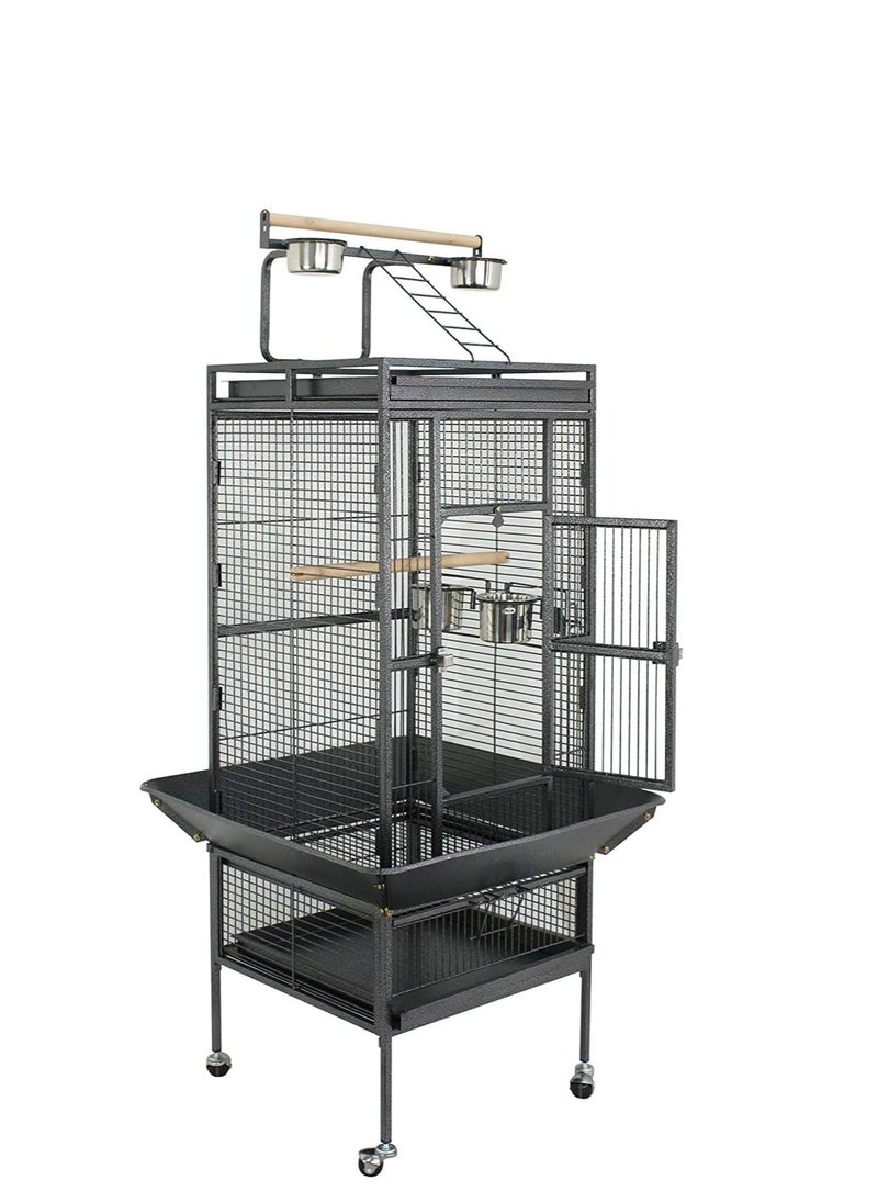 NOAEOU - Wrought Iron Bird Cage with Stand，NOAEOU Large Bird Cage with Rolling Stand Parrot Chinchilla Finch Cage Macaw Conure Cockatiel Cockatoo Pet (155x45.5x64.5cm) - Image 1