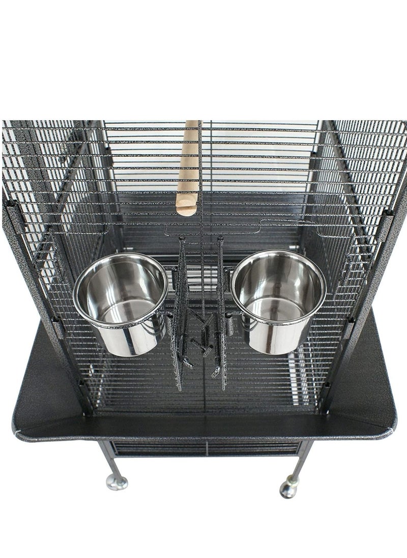 NOAEOU - Wrought Iron Bird Cage with Stand，NOAEOU Large Bird Cage with Rolling Stand Parrot Chinchilla Finch Cage Macaw Conure Cockatiel Cockatoo Pet (155x45.5x64.5cm) - Image 1