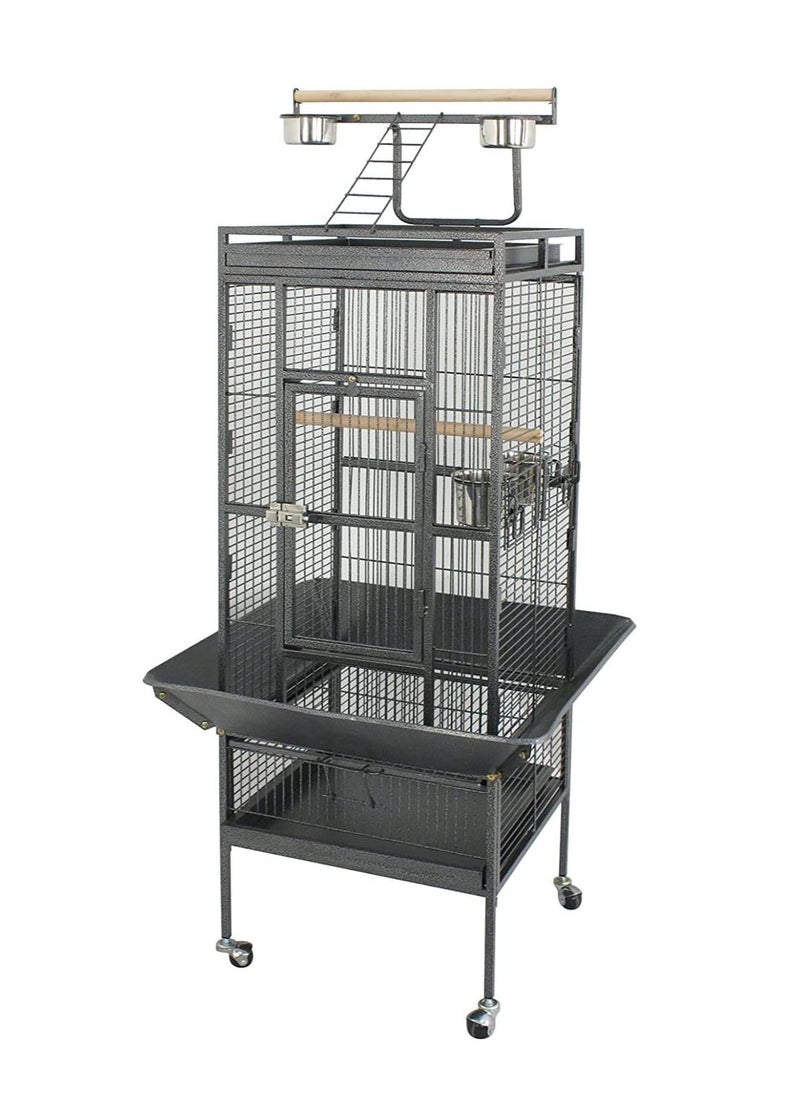 NOAEOU - Wrought Iron Bird Cage with Stand，NOAEOU Large Bird Cage with Rolling Stand Parrot Chinchilla Finch Cage Macaw Conure Cockatiel Cockatoo Pet (155x45.5x64.5cm) - Image 1