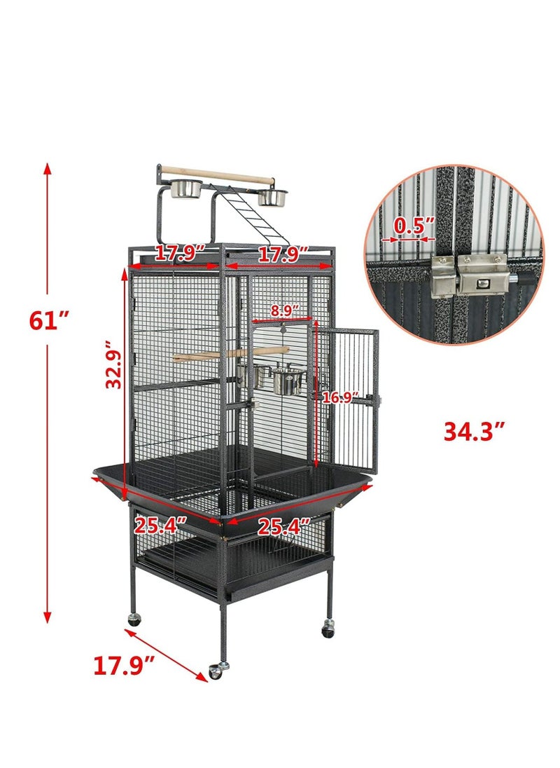 NOAEOU - Wrought Iron Bird Cage with Stand，NOAEOU Large Bird Cage with Rolling Stand Parrot Chinchilla Finch Cage Macaw Conure Cockatiel Cockatoo Pet (155x45.5x64.5cm) - Image 1