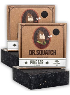 Dr. Squatch Dr Squatch Pine Tar Soap 2Pack Bundle  Mens Bar with Natural Woodsy Scent and Skin Exfoliating Scrub  Handmade with Pine Coconut Olive Organic Oils in USA 2 Bar Set 