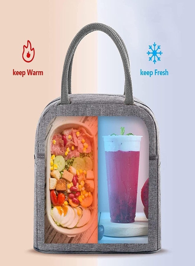 RIVUGJA Insulated Lunch Bag for Office, School & Travel – Portable & Reusable Tiffin Storage Bag for Women, Men & Kids Thermal Food Cooler Tote with Handle for Work, Picnic & College (Grey, Polyester) - Image 4