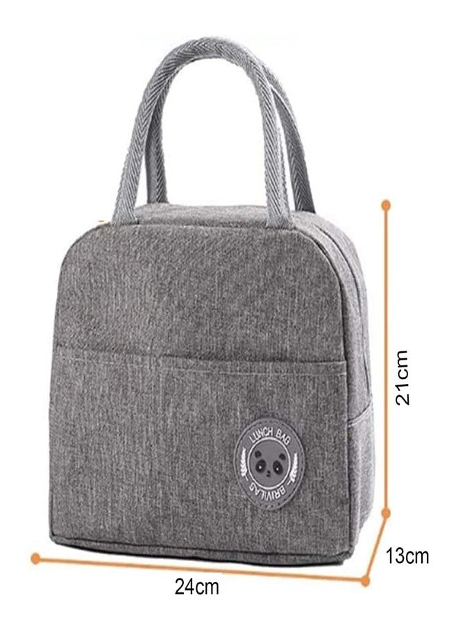 RIVUGJA Insulated Lunch Bag for Office, School & Travel – Portable & Reusable Tiffin Storage Bag for Women, Men & Kids Thermal Food Cooler Tote with Handle for Work, Picnic & College (Grey, Polyester) - Image 2