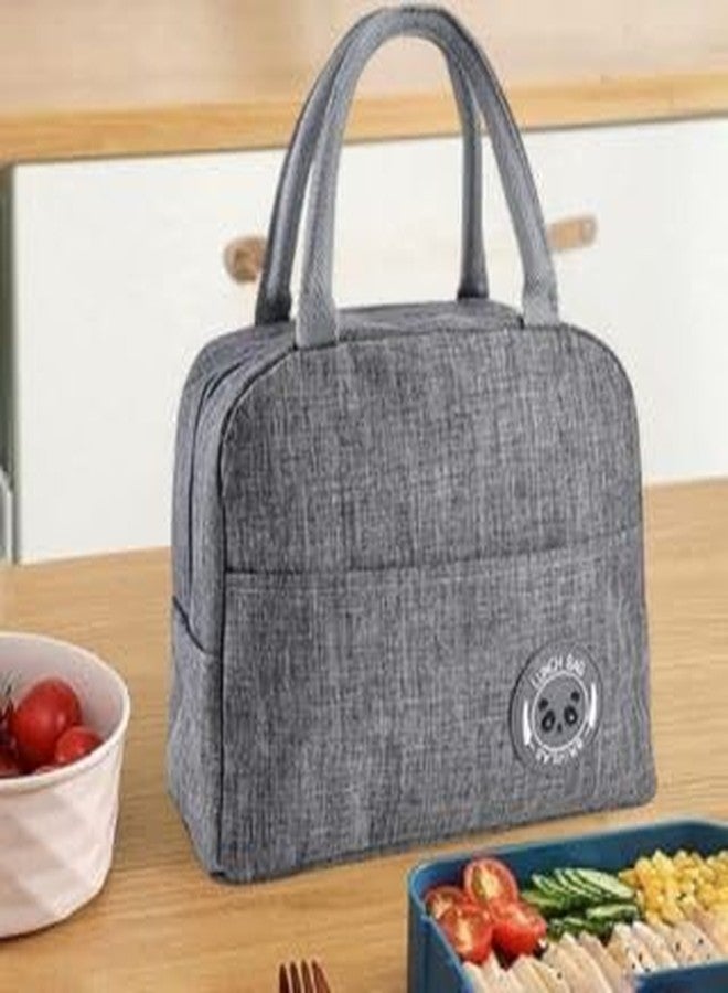 RIVUGJA Insulated Lunch Bag for Office, School & Travel – Portable & Reusable Tiffin Storage Bag for Women, Men & Kids Thermal Food Cooler Tote with Handle for Work, Picnic & College (Grey, Polyester) - Image 1