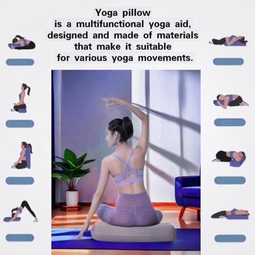 NGT new guide steps Yoga Bolster Pillow for Meditation and Support - Rectangular Yoga Cushion Foam Wedges Washable Suede Pillowcase for Men and Women with Carry Handles(Blue) - Image 3