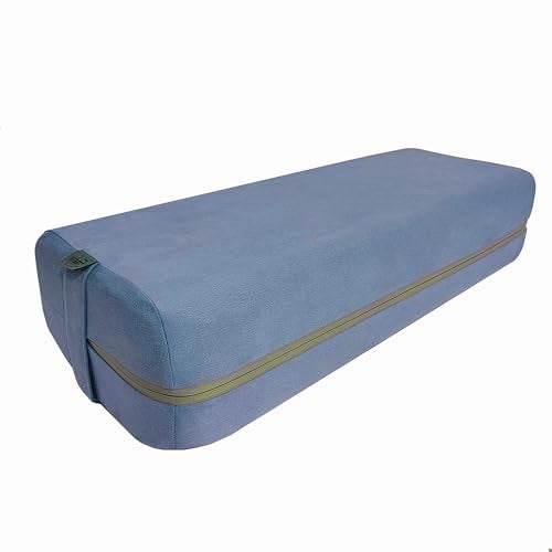 NGT new guide steps Yoga Bolster Pillow for Meditation and Support - Rectangular Yoga Cushion Foam Wedges Washable Suede Pillowcase for Men and Women with Carry Handles(Blue) - Image 1