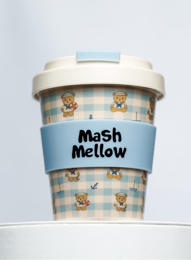 Mash Mellow Bamboo Reusable Kids Cup with Silicon straw (built in stopper)- Mashmellow  – 250ml Eco-Friendly Sippy Cup | BPA-Free, Dishwasher Safe, Toddlers cup (Ahoy Teady) - Image 2