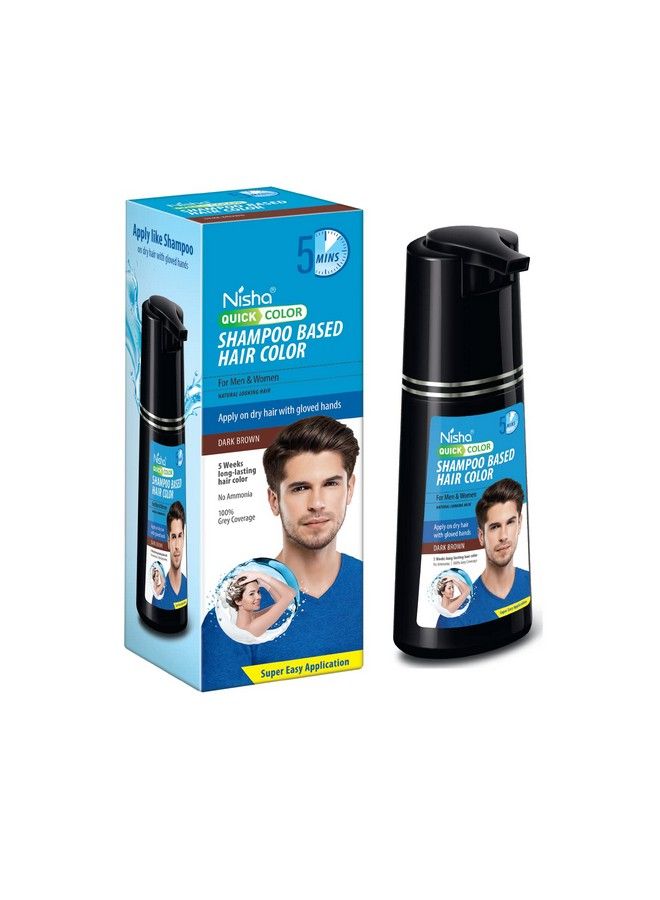 Nisha Quick 5 Minutes Hair Color Shampoo Brown ; 5 Weeks Long Lasting Shampoo Hair Colour For Women And Men (180Ml Bottle Dark Brown) - Image 1