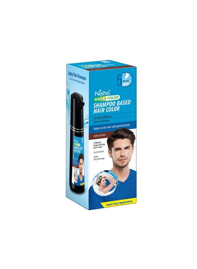 Nisha Quick 5 Minutes Hair Color Shampoo Brown ; 5 Weeks Long Lasting Shampoo Hair Colour For Women And Men (180Ml Bottle Dark Brown) - Image 3