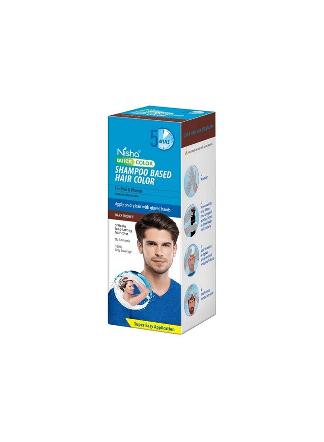 Nisha Quick 5 Minutes Hair Color Shampoo Brown ; 5 Weeks Long Lasting Shampoo Hair Colour For Women And Men (180Ml Bottle Dark Brown) - Image 5