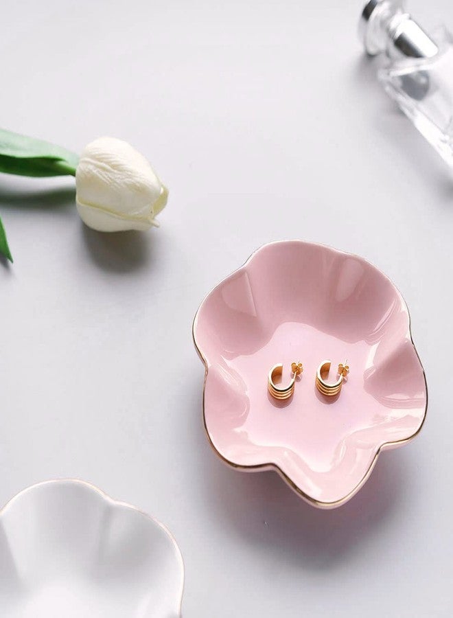 HANKOR 4.7 inch Small Ring Dish, Ceramic Jewelry Holder Tray, Pink Catch All Trinket Bowl for Keys Rings Earrings - Image 2