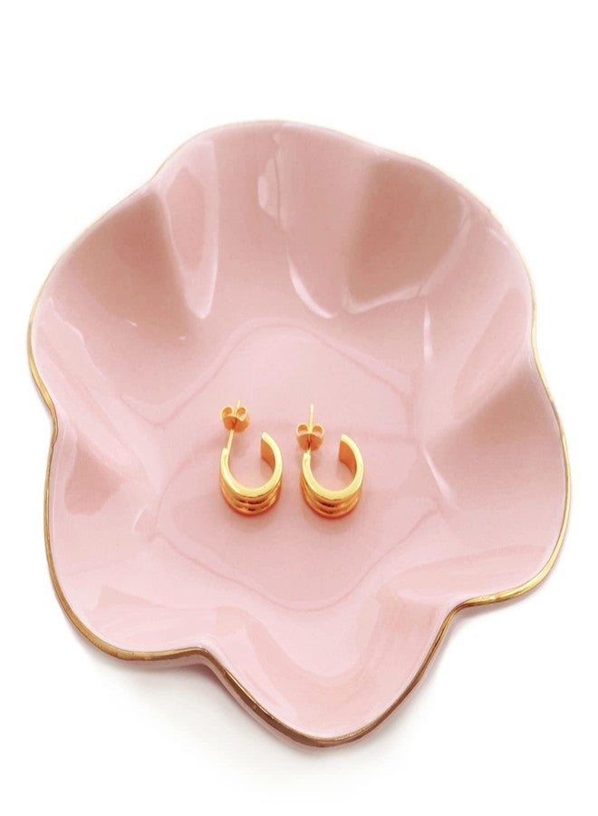 HANKOR 4.7 inch Small Ring Dish, Ceramic Jewelry Holder Tray, Pink Catch All Trinket Bowl for Keys Rings Earrings - Image 1