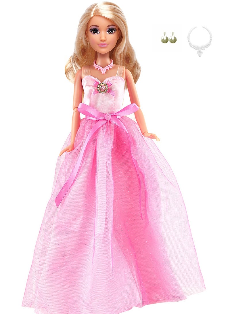 Mira Mira Fashion Classic Doll – 11.5” Poseable Doll in Elegant Pink Gown with Accessories – Stylish Princess Look – Perfect Gift for Girls - Image 2