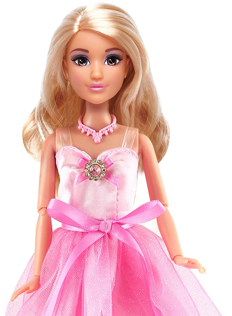 Mira Mira Fashion Classic Doll – 11.5” Poseable Doll in Elegant Pink Gown with Accessories – Stylish Princess Look – Perfect Gift for Girls - Image 3