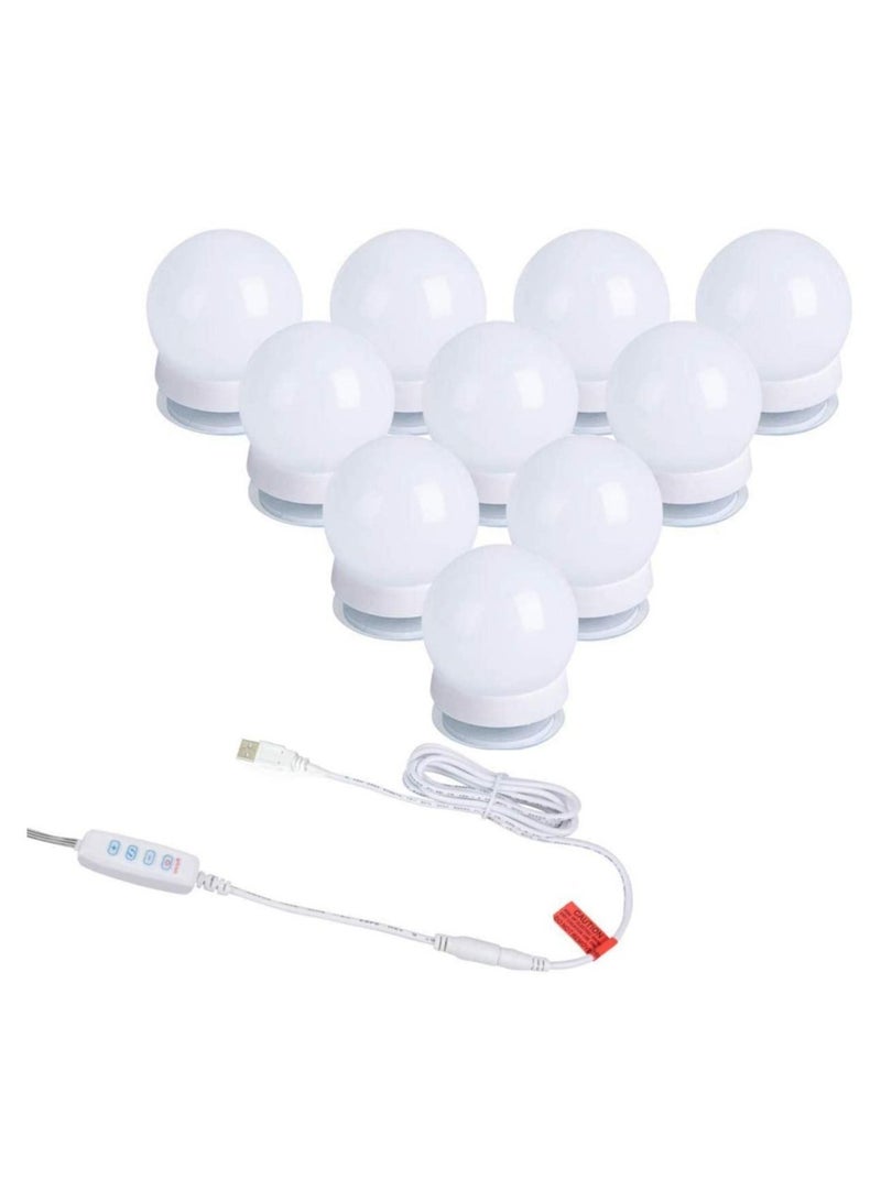 مجموعة أضواء مرآة الزينة بتقنية LED على طراز هوليوود مع 10 لمبات قابلة للتعتيم لطاولة المكياج ومصدر الطاقة - Image 1