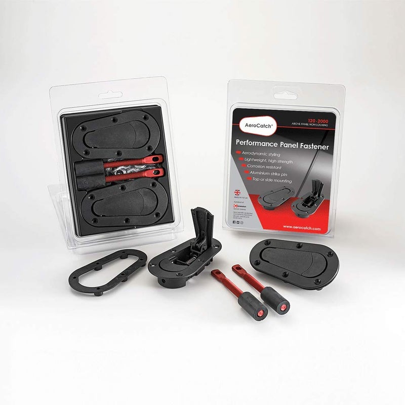 Aerocatch 1202000 Above Panel Flush Locking Hood Latch and Pin Kit Black