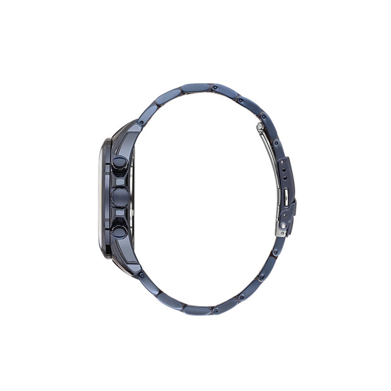 Bigotti Raffinato Dark Blue Stainless Steel Watch for Men BG.1.10675-6 - Dark Blue Emboss Dial, 46mm Case, Japanese Quartz, Date Display, 50M Water Resistant, Mineral Glass - Image 2