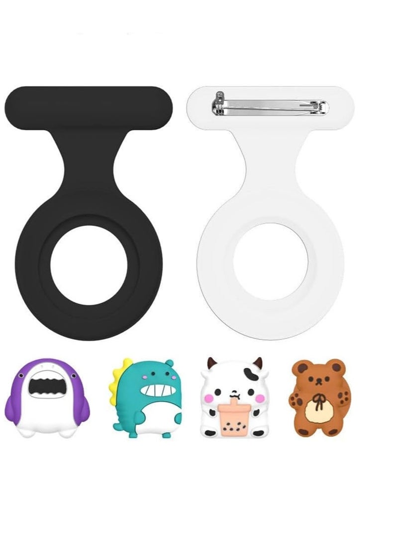 2 Pack AirTag Holder for Kids,Silicone Hidden GPS Kid Airtag Holder with Invisible Pin, Anti Lost Apple Air Tag Cover for Toddlers,Pet,Clothing，Accessories for Boys Girls (White and Black)  - Image 1
