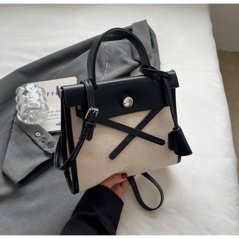 Small Square Bag For Women Fashion 2023 New Canvas Backpack Trendy Foreign Style Large Capacity Satchel Shoulder Bag - Image 1