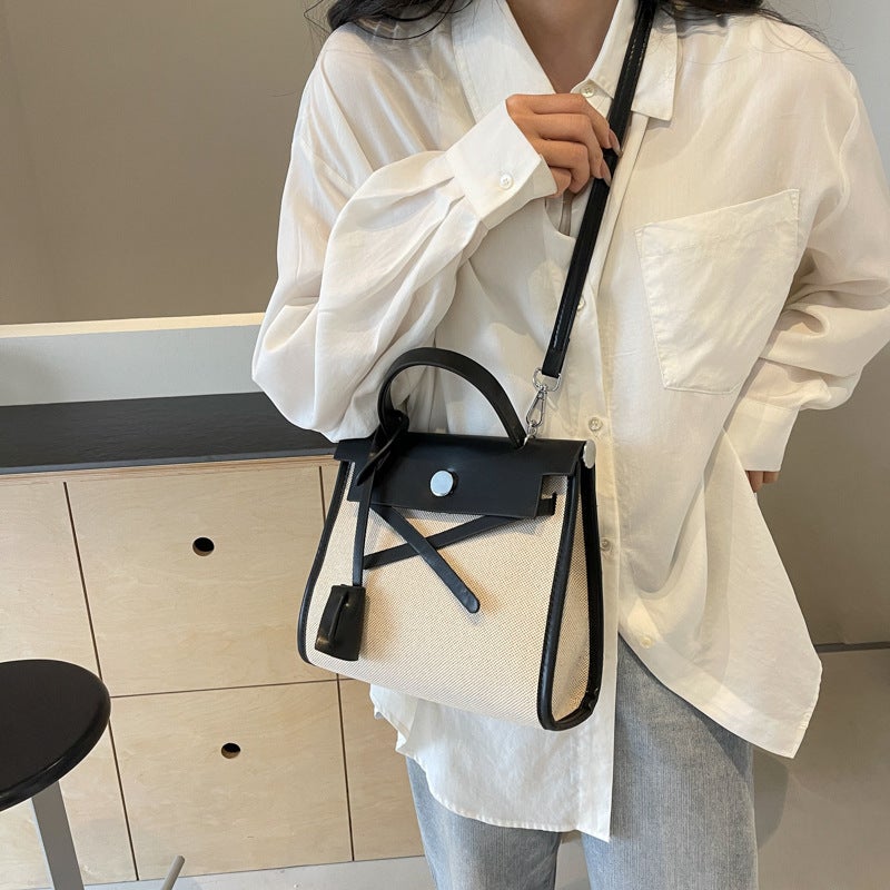 Small Square Bag For Women Fashion 2023 New Canvas Backpack Trendy Foreign Style Large Capacity Satchel Shoulder Bag - Image 4