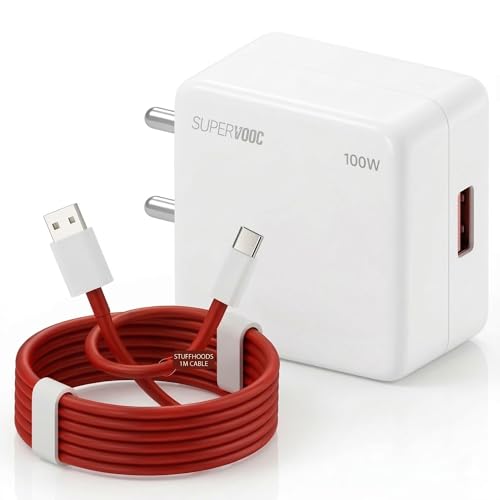 StuffHoods OneePlus 100W SUPERVOOC Fast Charger with Type-C Cable | 100w Charger OneePlus, Oppoo, Reallme, Honor, Redmi, Xiaomi, Poco, iQOO & All Type-C Phones | Supports Dash, Warp, Vooc, SuperVooc Charge - Image 1