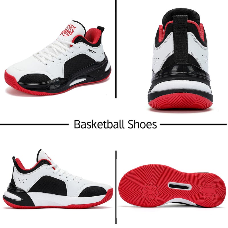Beita Basketball Shoes for Men High Upper Sneakers Sports Shoes Anti Slip Wear-Resistant, Blackwhite, 10.5 - Image 4