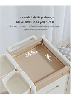 Arabest Baby Supplies Storage Stroller Shelves, Mobile Nursery Organizer for Newborn Essentials,Multifunction Storage Organizer Cart with Wheels and Drawers, Portable Baby Diaper Organizer  - Image 4