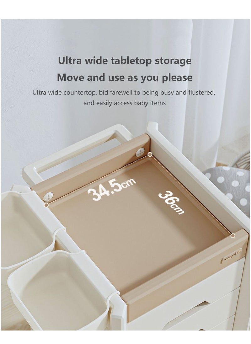 Arabest Baby Supplies Storage Stroller Shelves, Mobile Nursery Organizer for Newborn Essentials,Multifunction Storage Organizer Cart with Wheels and Drawers, Portable Baby Diaper Organizer  - Image 4