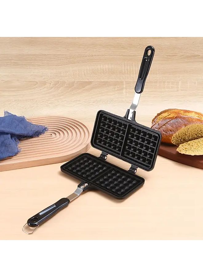 Double Head Versatile Aluminum Waffle Maker Double Sided Nonstick Pan Perfect Belgian Waffles Sandwiches Home Kitchen Black - Image 4