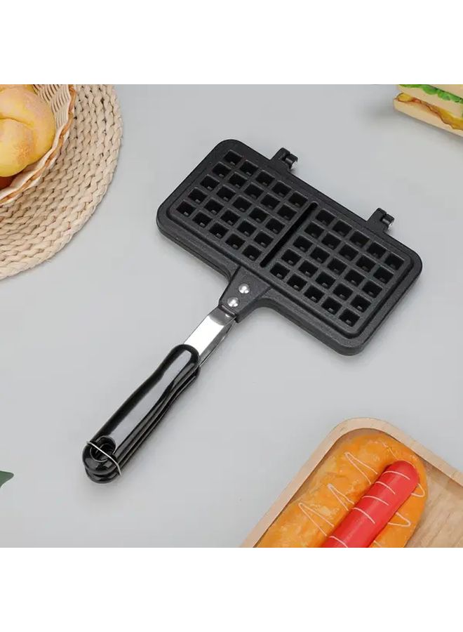 Double Head Versatile Aluminum Waffle Maker Double Sided Nonstick Pan Perfect Belgian Waffles Sandwiches Home Kitchen Black - Image 1