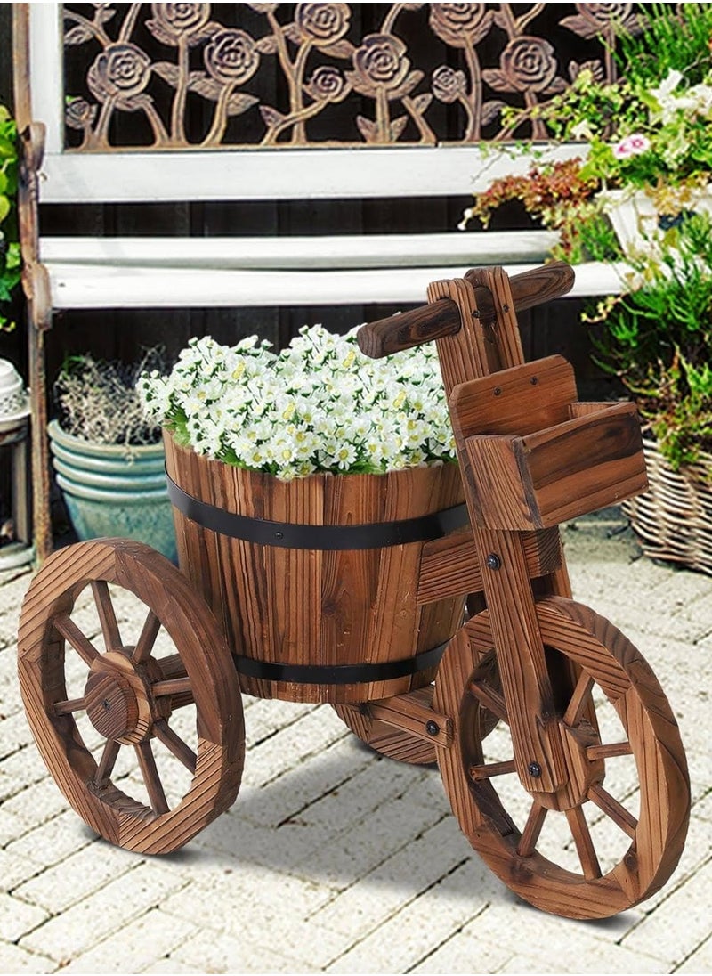 HOME TASTE Tricycle Shaped Wooden Flower Pot Plant Stand Flower Bucket Fleshy Display Shelving Sturdy Storage Rack For Home Garden Office  - Image 1