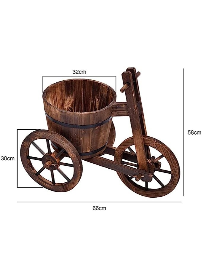 HOME TASTE Tricycle Shaped Wooden Flower Pot Plant Stand Flower Bucket Fleshy Display Shelving Sturdy Storage Rack For Home Garden Office  - Image 2