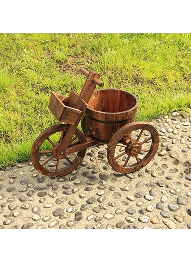 HOME TASTE Tricycle Shaped Wooden Flower Pot Plant Stand Flower Bucket Fleshy Display Shelving Sturdy Storage Rack For Home Garden Office  - Image 3