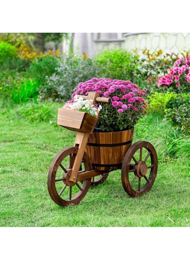 HOME TASTE Tricycle Shaped Wooden Flower Pot Plant Stand Flower Bucket Fleshy Display Shelving Sturdy Storage Rack For Home Garden Office  - Image 4