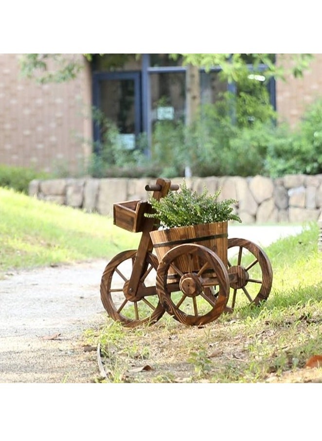 HOME TASTE Tricycle Shaped Wooden Flower Pot Plant Stand Flower Bucket Fleshy Display Shelving Sturdy Storage Rack For Home Garden Office  - Image 5
