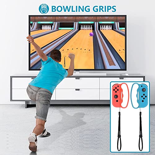 PSS Compatible with Nintendo Switch Sports Accessories Bundle, 10 in 1 Family Sports Game Accessories Kit for Switch OLED, Joycon Grip for Hand Strap & Leg Strap,Chambara,Bowling Grip and Tennis/Badminton Rackets - Image 4