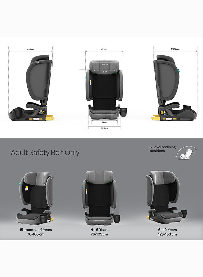 Moon Folda Go  ECE R129  i-Size Foldable Car Seat with ISOFIX-Grey - Image 3