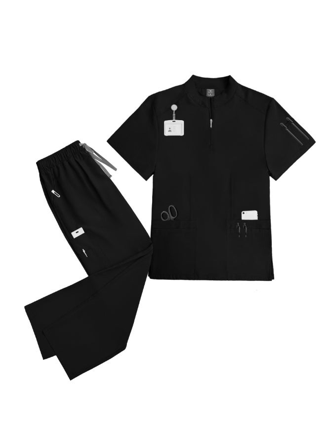 NIBEMINENT Short Sleeve Shirt Doctor Uniform Surgical Gown Women's Beauty Surgery Room Hand Scrub Suit Elastic Quick-Dry Unisex - Image 1