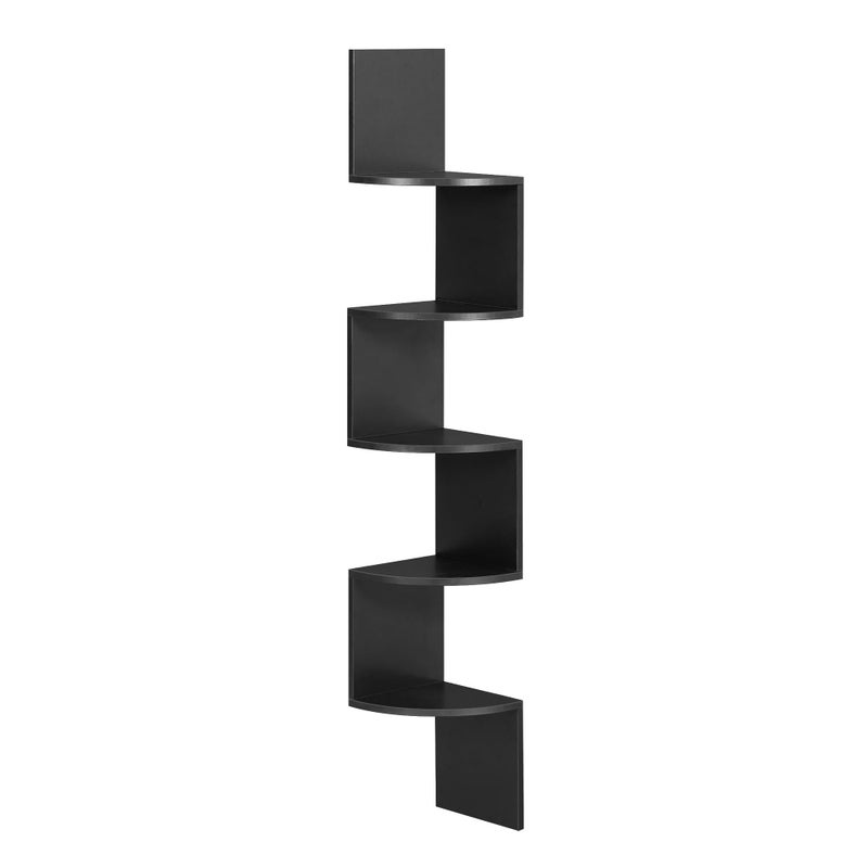VASAGLE VASAGLE Corner Shelf Wall Mount 5Tier Floating Corner Bookshelf Plant Shelf for Bedroom Living Room Bathroom Home Office Ink Black 
