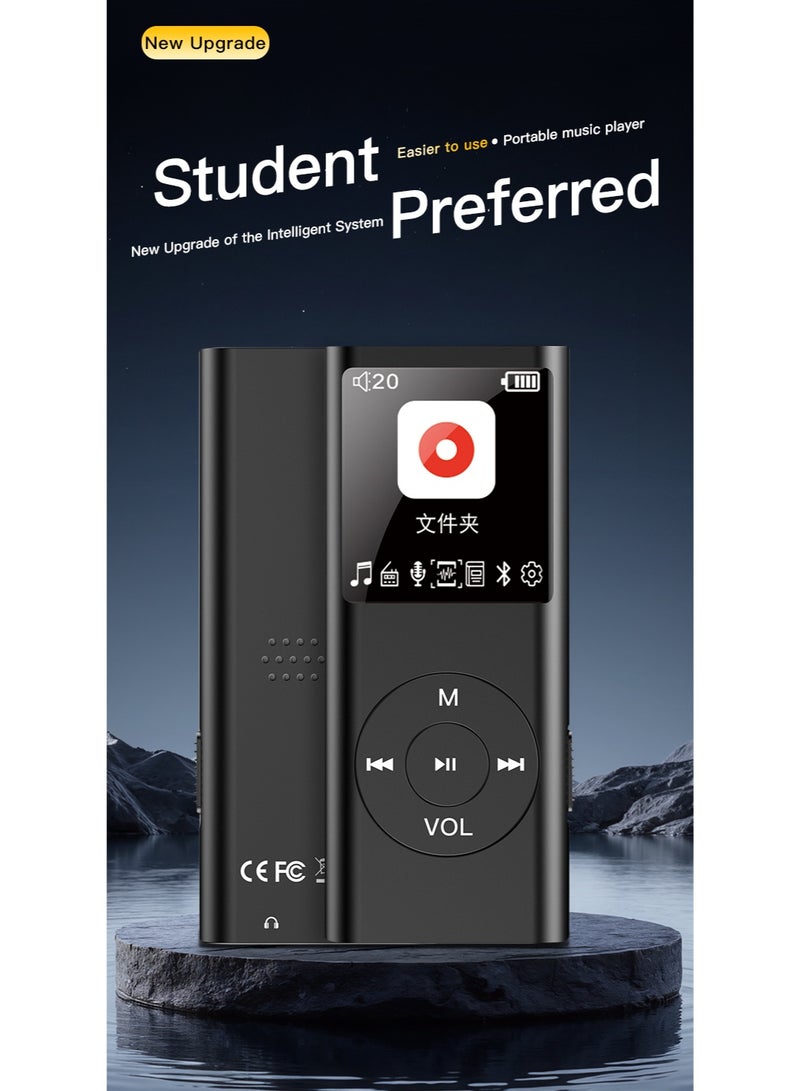Egolav Upgraded 128GB High-Capacity MP3 Player: Student Edition Bluetooth Portable Music Player with Classroom Recording, E-book, and FM Radio Recording Features—a Multifunctional Portable Music Player. The perfect gift for friends, classmates, or as a birthday present (Black) - Image 2