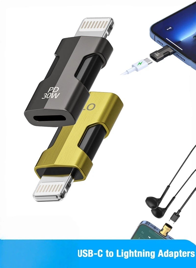 عدد 2 محول USB-C إلى Lightning بدعم شحن سريع 30 واط وميزة OTG – محول ذكر USB-C إلى أنثى Lightning لأجهزة iPhone وiPad، لنقل البيانات والصوت مع شحن سريع (30 واط + OTG) - Image 1